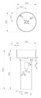 Напольная раковина ABBER Kristall 45x90см коричневый AT2702Opal-H